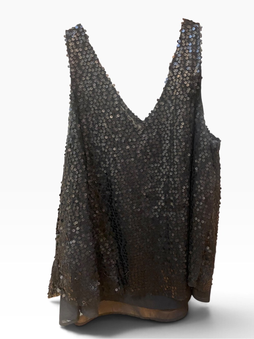 Eyeshadow Black Sequin Sleeveless Blouse